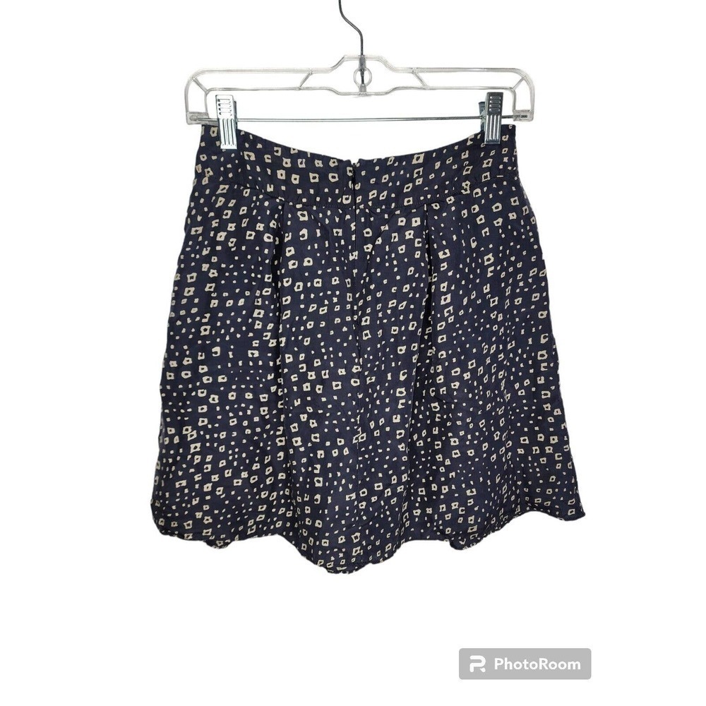 Anthropologie Lil Blue & Cream Abstract Print Silk Skater Lined Skirt Size 4